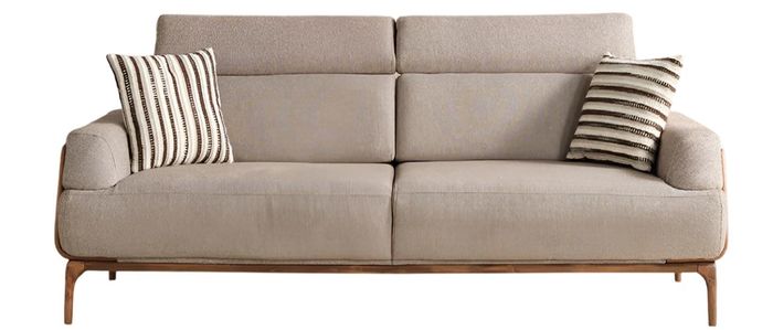 Luxuriöse Beige Wohnzimmer Couch Polster 3-Sitzer Edle Stoffsofas