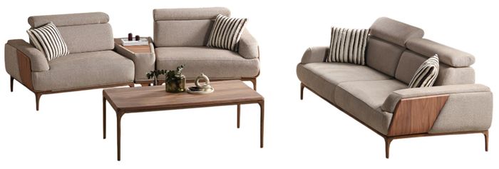 Stilvolles Wohnzimmer-Set Moderner 3-Sitzer Edler Couchtisch 3tlg