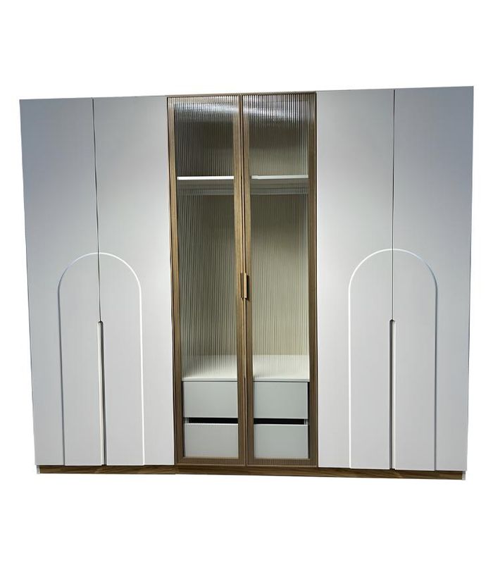 Moderner Grauer Kleiderschrank Designer Glasschrank Luxus Möbel