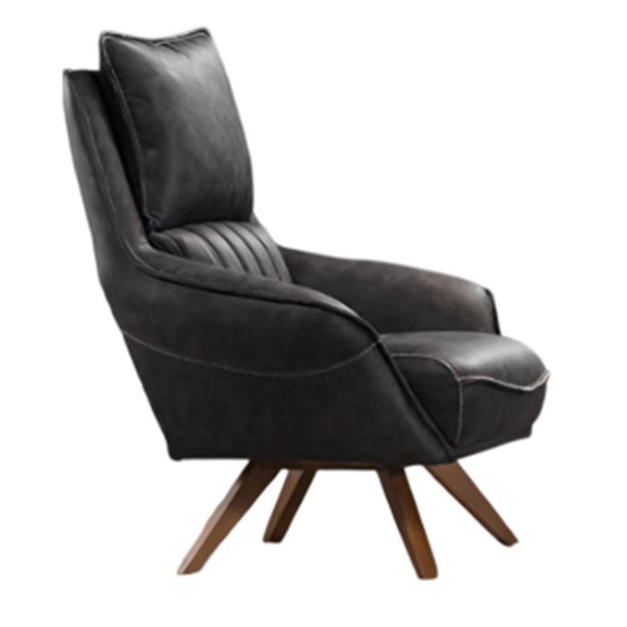 Stilvoller Schwarzer Ledersessel Designer Polstersessel Einsitzer