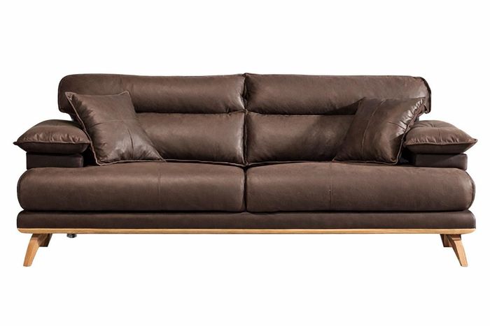 Elegante Wohnzimmer Polstercouch Designer Ledersofa 3-Sitzer Sofa