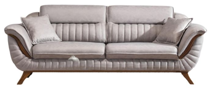 Hellgraues Stoffsofa Wohnzimmer Designer 3-Sitzer Couch Textilsofa