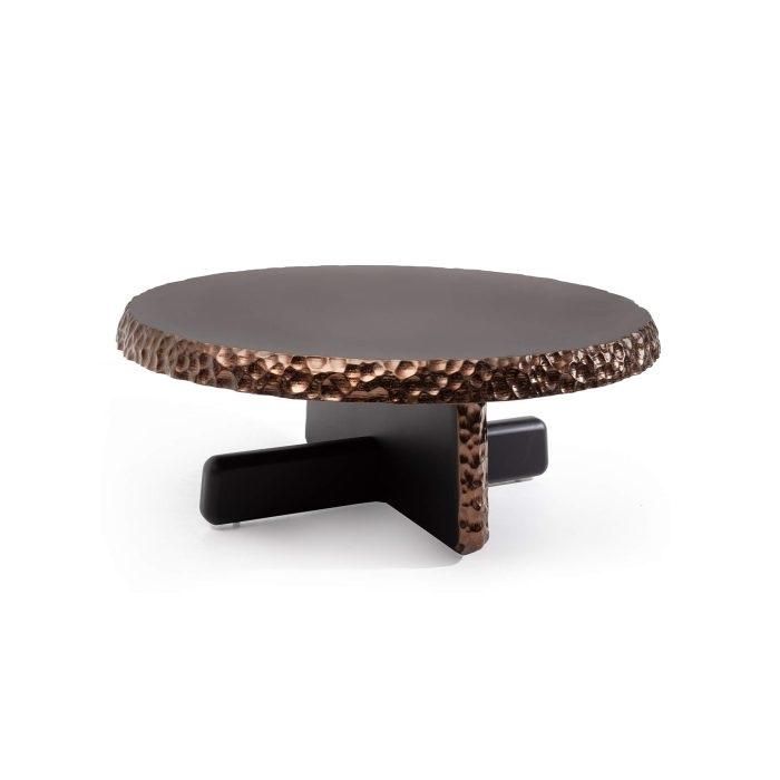 Stilvoller Couchtisch Designer Dunkelbrauner Wohnzimmer Rundtisch Neu