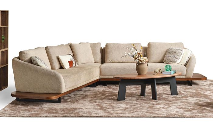 Polstersofa Ecksofa L Form Sofa Wohnlandschaft Sofas Beige Modern