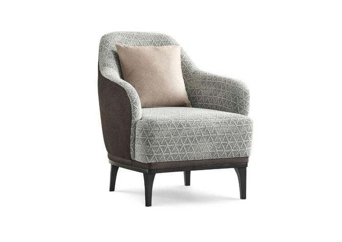 Ohrensessel Sessel Einsitzer 1 Sitzer Stoffsessel Grau Design Modern