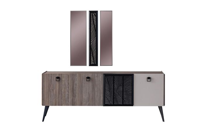 Anrichte Sideboard mit Spiegel Gruppe Holzschrank Schrank Esszimmer