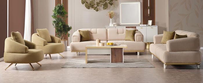 Luxuriöse Wohnzimmer Sofagarnitur Designer Sessel 3-Sitzer Sofas