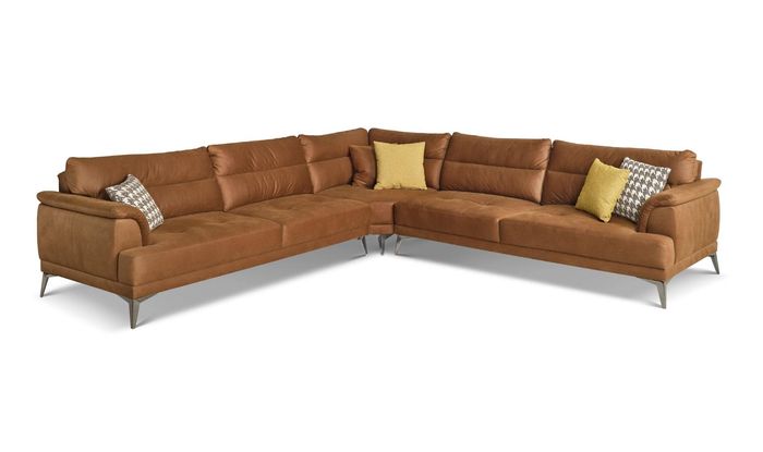 Polstersofa Ecksofa L Form Große Wohnlandschaft Sofa Braun Modern
