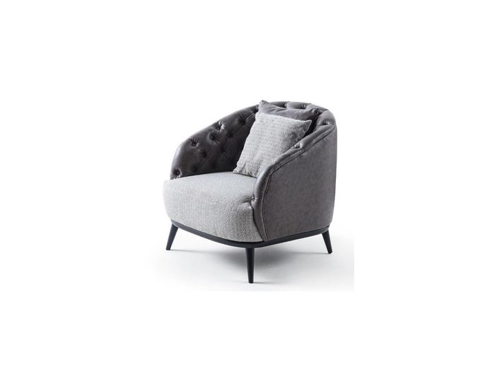 Design Sessel Einsitzer 1 Sitzer Stoffsessel Grau Design Chesterfield