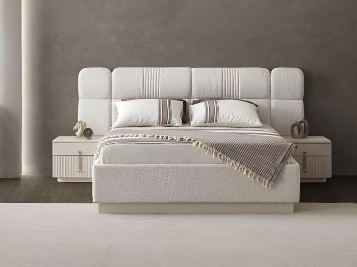 Elegantes Schlafzimmer-Set mit modernem Bett und Nachttischen Hochwertig Möbel