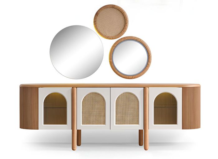 Moderner Buffetschrank mit Spiegeln und eleganten Details luxuriöse Möbel