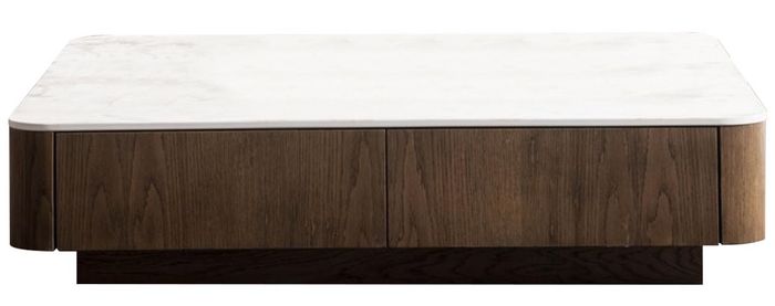 Eleganter Brauner Couchtisch Designer Holztisch Marmorimitation