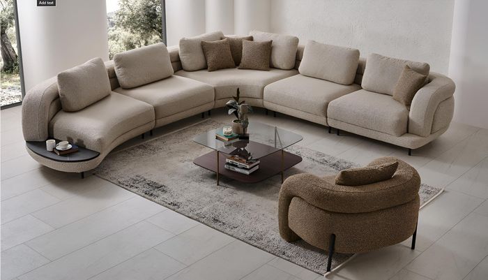 Moderne Wohnzimmergarnitur Beiges Ecksofa Designer Polstersessel