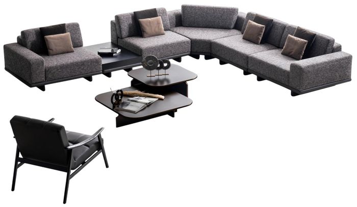 Designer Couch-Set Stilvolles Ecksofa Edler Polstersessel Tisch