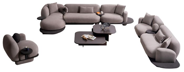 Modernes Sofa-Set Stilvolles Ecksofa Polster 3-Sitzer Textilsessel