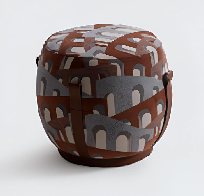 Kreativer Designer Hocker Brauner Polsterhocker Rundhocker Möbel