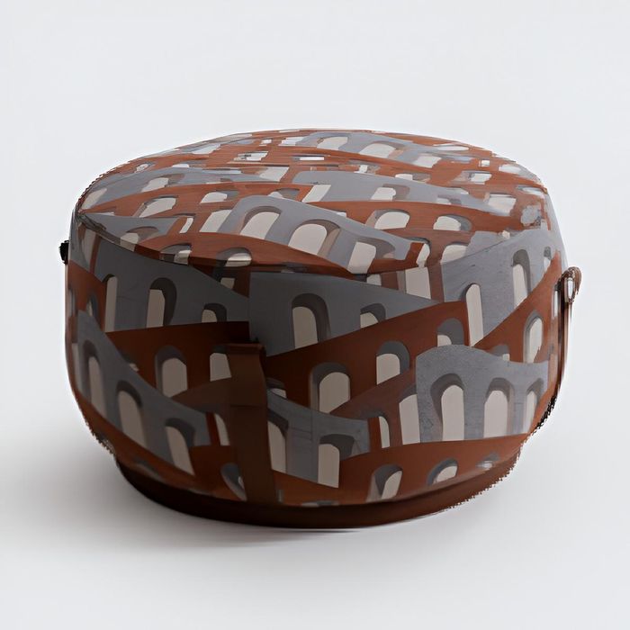 Stilvoller Textilhocker Designer Rundhocker Sitzhocker Fußhocker