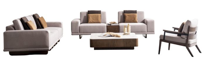 Elegante Beige Couchgarnitur 4-Sitzer Stilvoller 2-er Couchtisch
