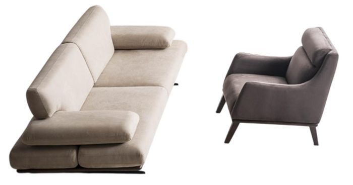 Luxuriöses Sofa-Set Stilvoller Textil 3-Sitzer Moderner Stoffessel