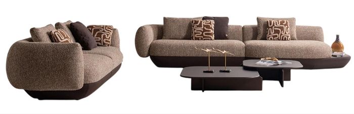 Elegante Braune Stoffgarnitur Polstersofa Stilvoller Couchtisch