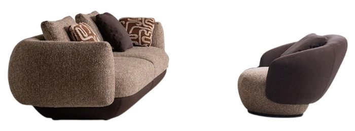 Designer Braune Sitzgarnitur Stilvoller Dreisitzer Luxus Sessel 2tlg