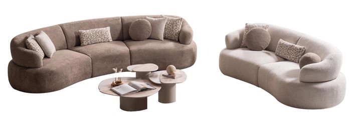Beige Wohnzimmer Sofagarnitur Halbmond Sofas Designer Couchtisch
