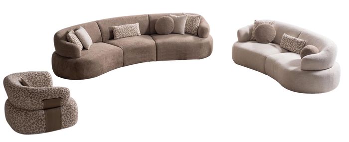 Beige Relax Garnitur Moderne Couchgarnitur Polster Sessel 2x Sofas