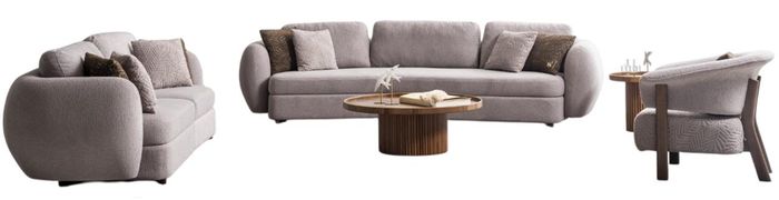 Elegante Graue Wohnzimmer Sofagarnitur Couchtisch Beistelltisch 5tlg