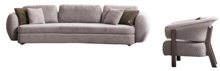 Graue Sitzgruppe Stilvolle Couch Textilsessel Designer Polstermöbel