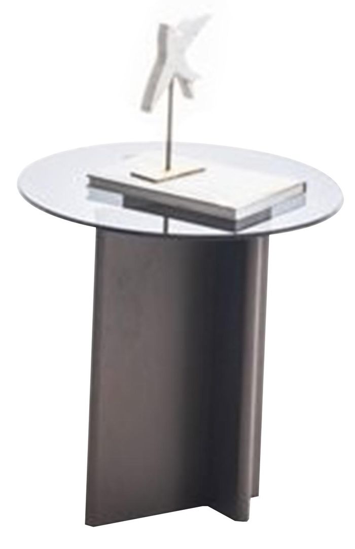 Transparenter Beistelltisch Designer Glastisch Edler Metallfuß
