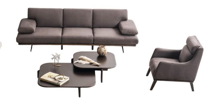 Hochwertige Graue Couchgarnitur Eleganter Sessel Couchtisch 3tlg