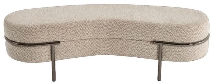 Designer Beige Sitzbank Luxuriöse Metallfüße Edle Beistellbank