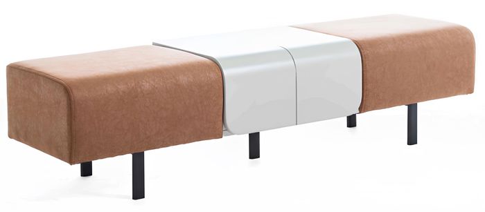 Elegante Braune Sitzbank Leder Beistellbank Wohnzimmer Sitzmöbel