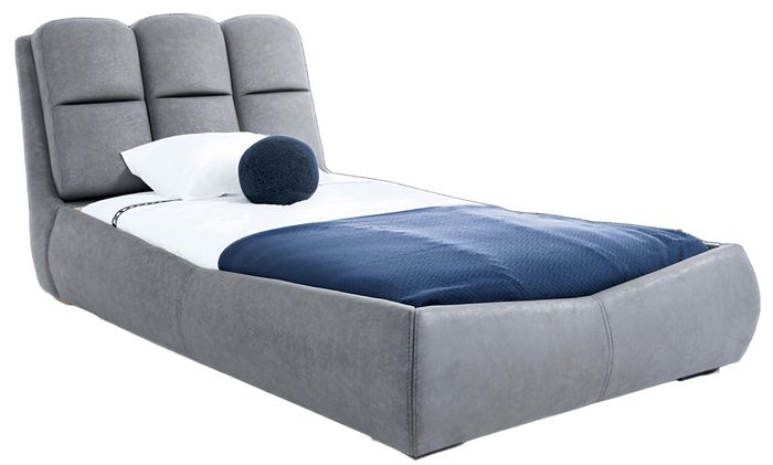 Komfortables Graues Einzelbett Designer Polsterbetten Holzgestell