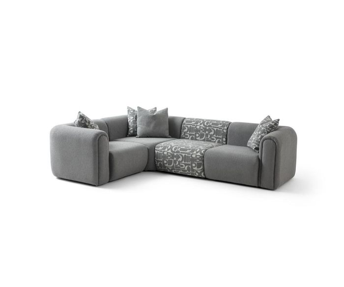 Graues Polster Ecksofa Wohnzimmer Couch Textilsofas Polstermöbel