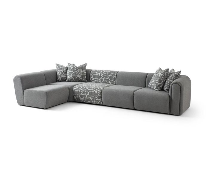 Graues Ecksofa Wohnzimmer L-Form Polstercouch Designer Sitzsofa