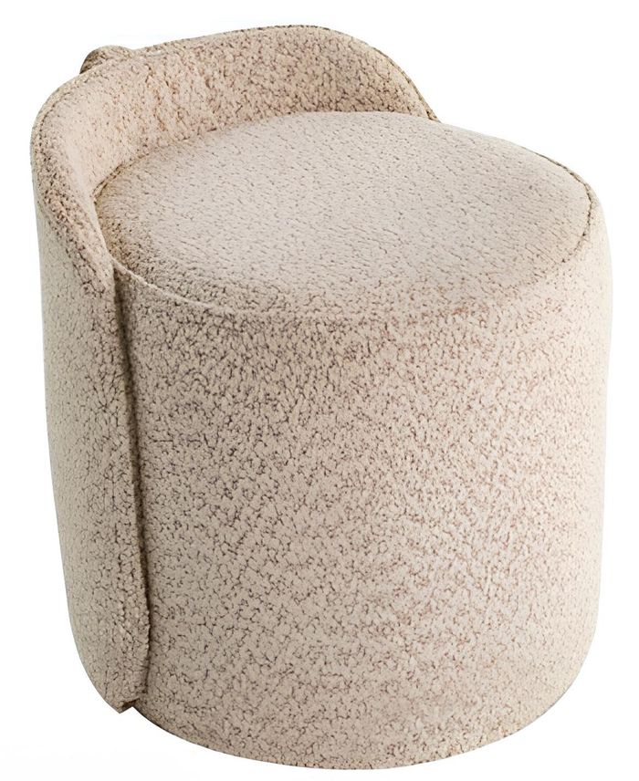 Designer Beiger Rundhocker Textilhocker Wohnzimmer Sitzhocker