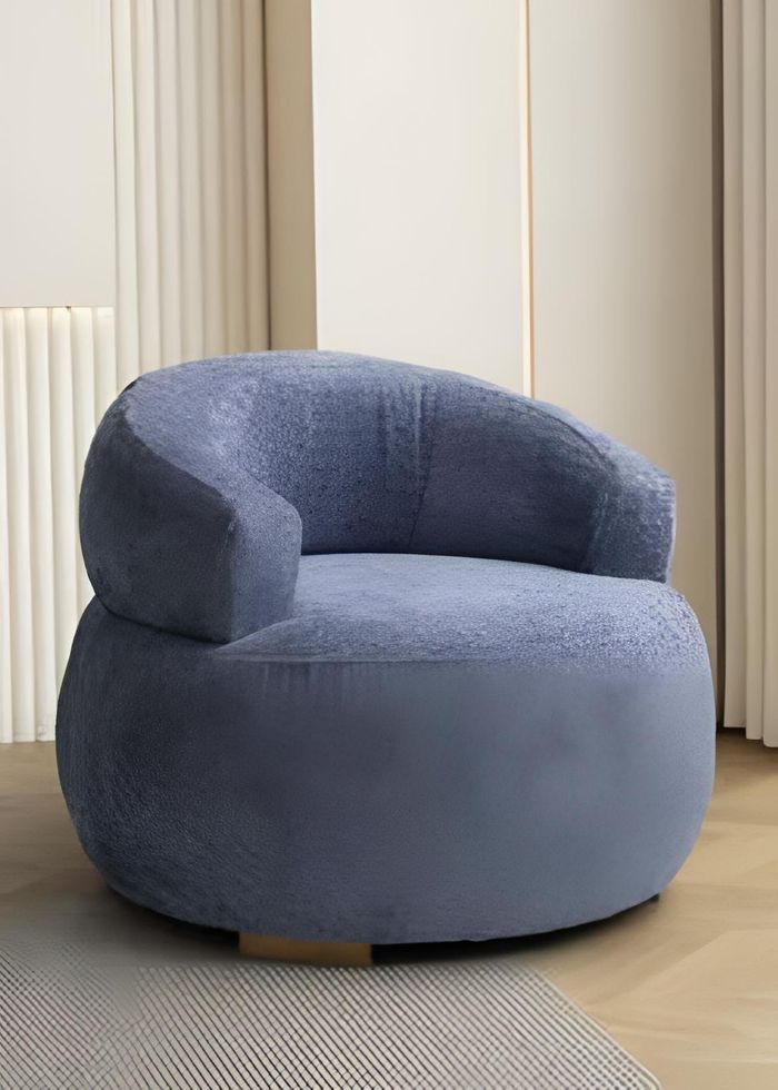Blauer Rundsessel Designer Wohnzimmer Einsitzer Edle Polstermöbel