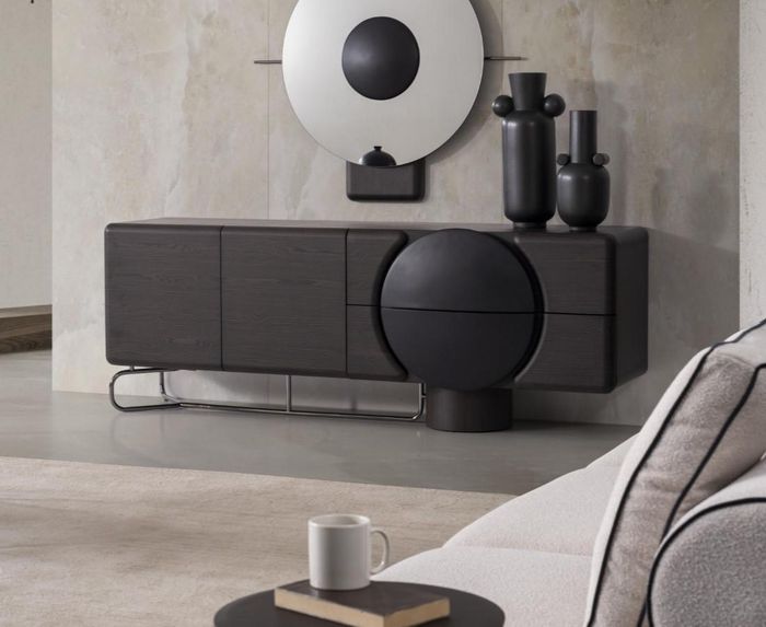 Designer Schwarzes Sideboard Moderne Wohnzimmer Holzmöbel