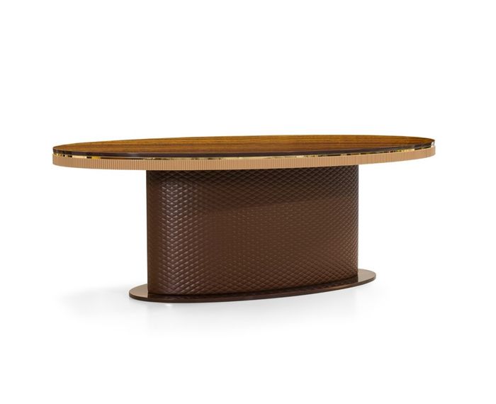 Brauner Ovaltisch Stilvolle Esszimmertische Designer Tischplatte