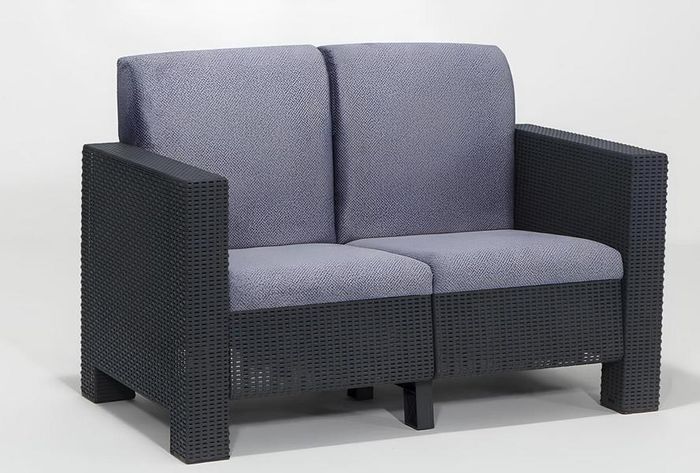 Moderner Grauer 2-Sitzer Edle Möbel Gartensofa Luxus Gartenmöbel