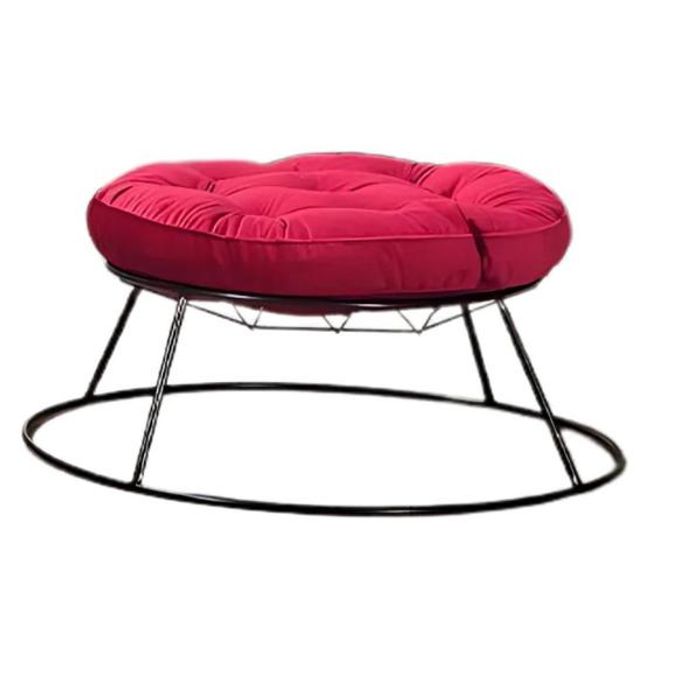 Designer Roter Gartenhocker Moderner Polsterhocker Textil Pouf