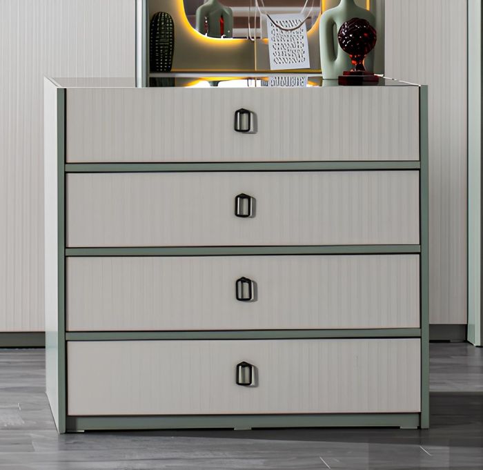 Moderne Weiße Kommode Wohnzimmer 4-Schubladen Aufbewahrungsschrank