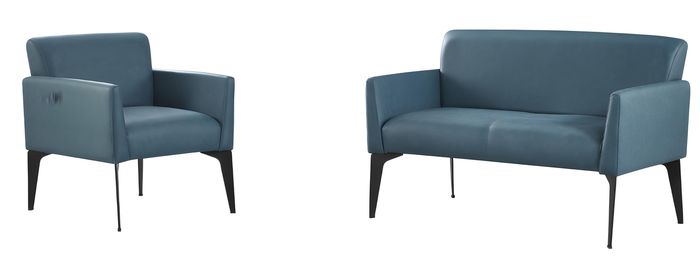 Designer Blaue Couchgarnitur Stilvoller 2-Sitzer Edle 2x Sessel