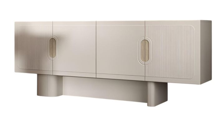 Beiges Wohnzimmer Sideboard Designer Anrichte Holz Robuste Kommode