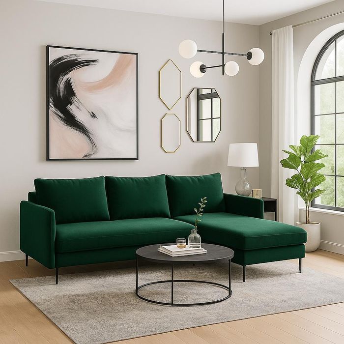 Sofello Ecksofa BELLISSIMA Schlafsofa Gruen mit Schlaffunktion Sofa  Velour Samt mit Bettkasten und Stauraum
