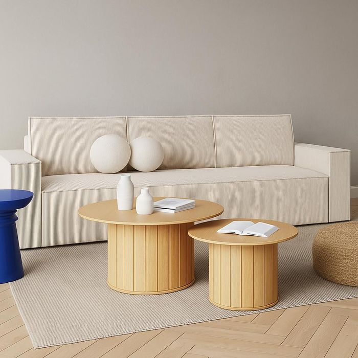 Sofello Schlafsofa CORDA  CREME aus Kordstoff mit Schlaffunktion - Modernes Design in trendigen Farben