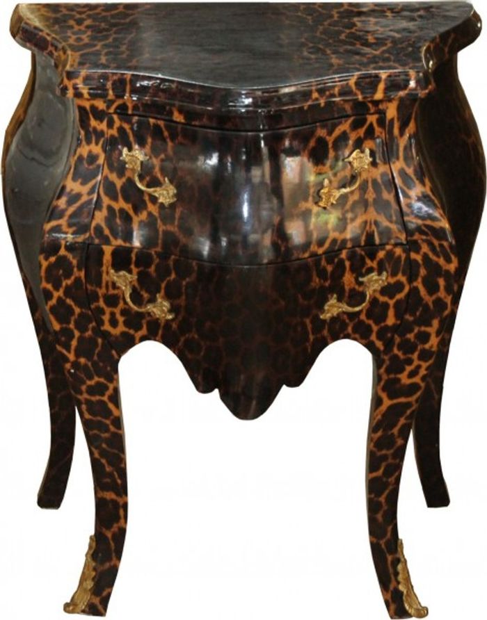 Casa Padrino Barock Kommode Leopard im Antik Stil, massives Holz, 71 x 60 x 38 cm