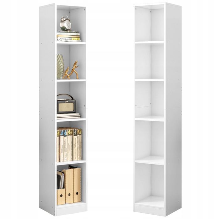 Hohes, weißes Bücherregal für Ordner, Büro, Wohnzimmer, Loft, 182 cm