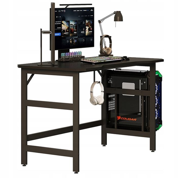 Gaming-Schreibtisch, Gaming-Tisch, Moderner Computer, Schwarz, Loft, 120 cm